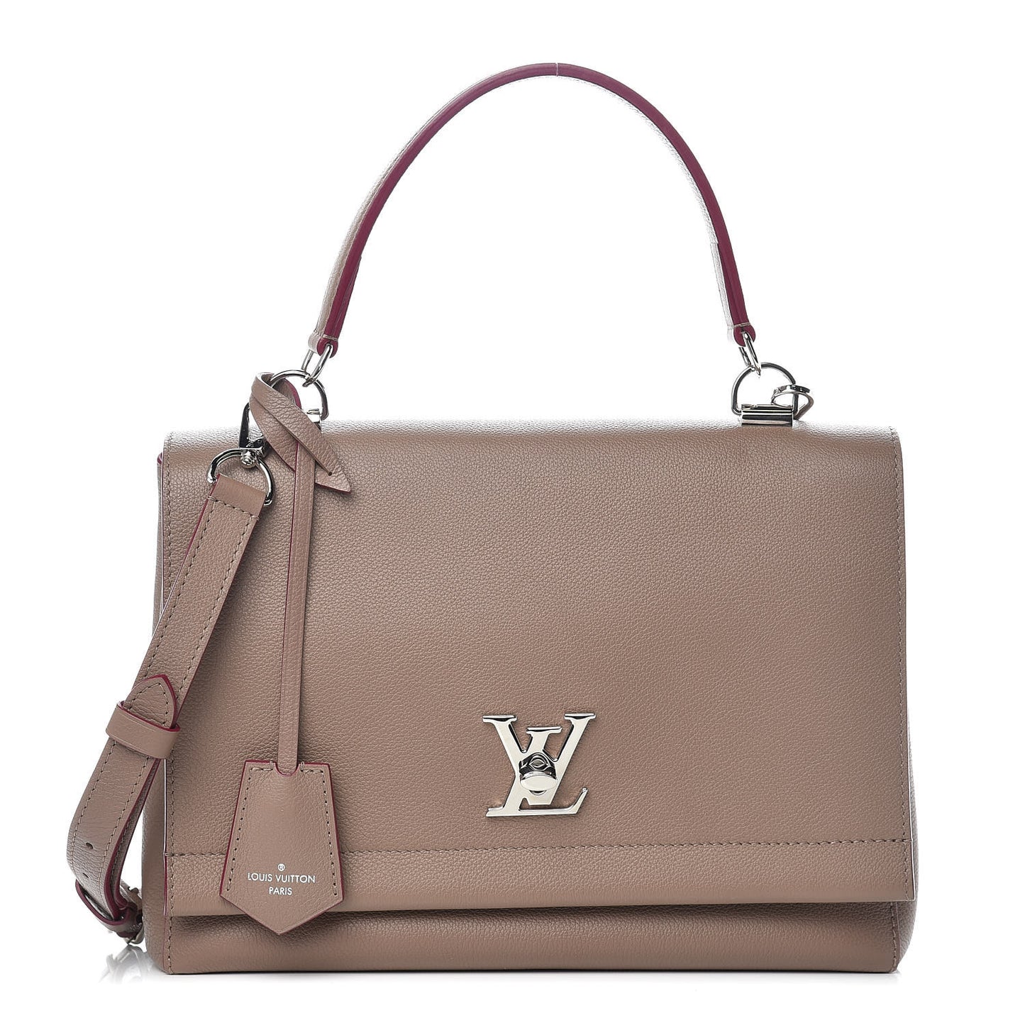 Soft Calfskin Lockme II Top Handle Taupe Glace