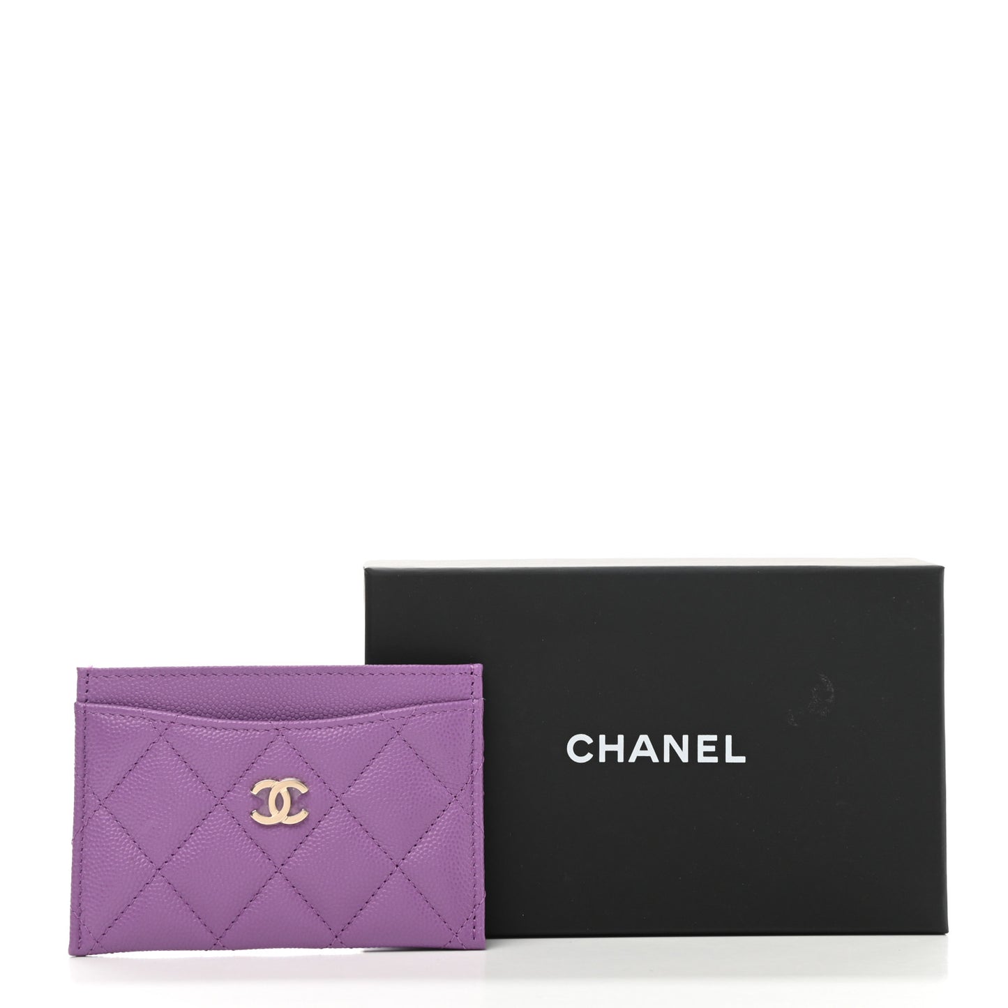 Caviar Quilted Card Holder Purple