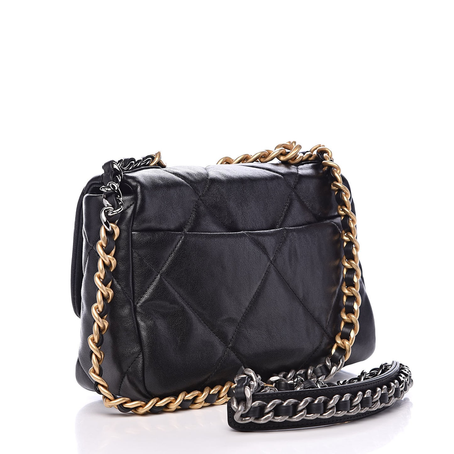 Goatskin Quilted Medium 19 Flap Black