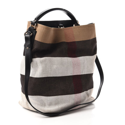 Burberry Canvas Mega Check Medium Ashby Hobo Black 3 of 10
