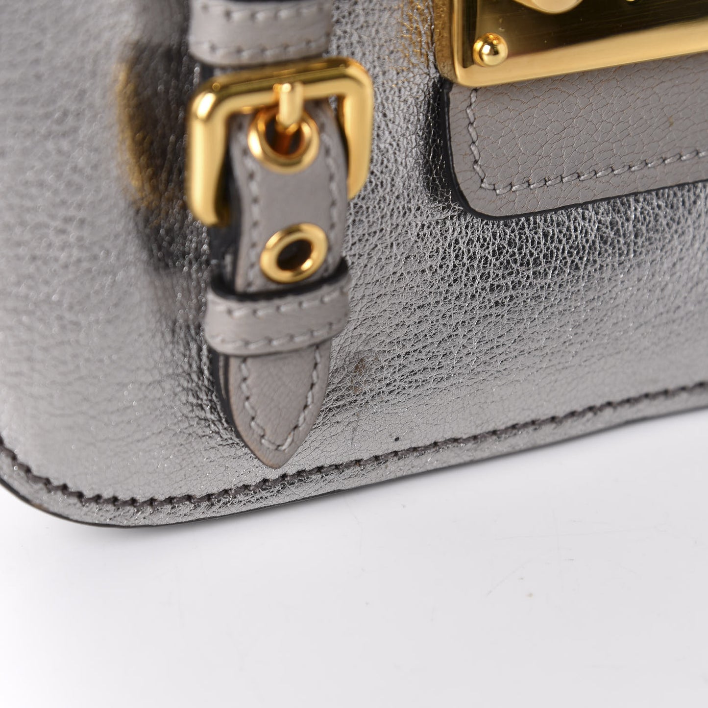 Metallic Goatskin Madras Crossbody Bag Chrome