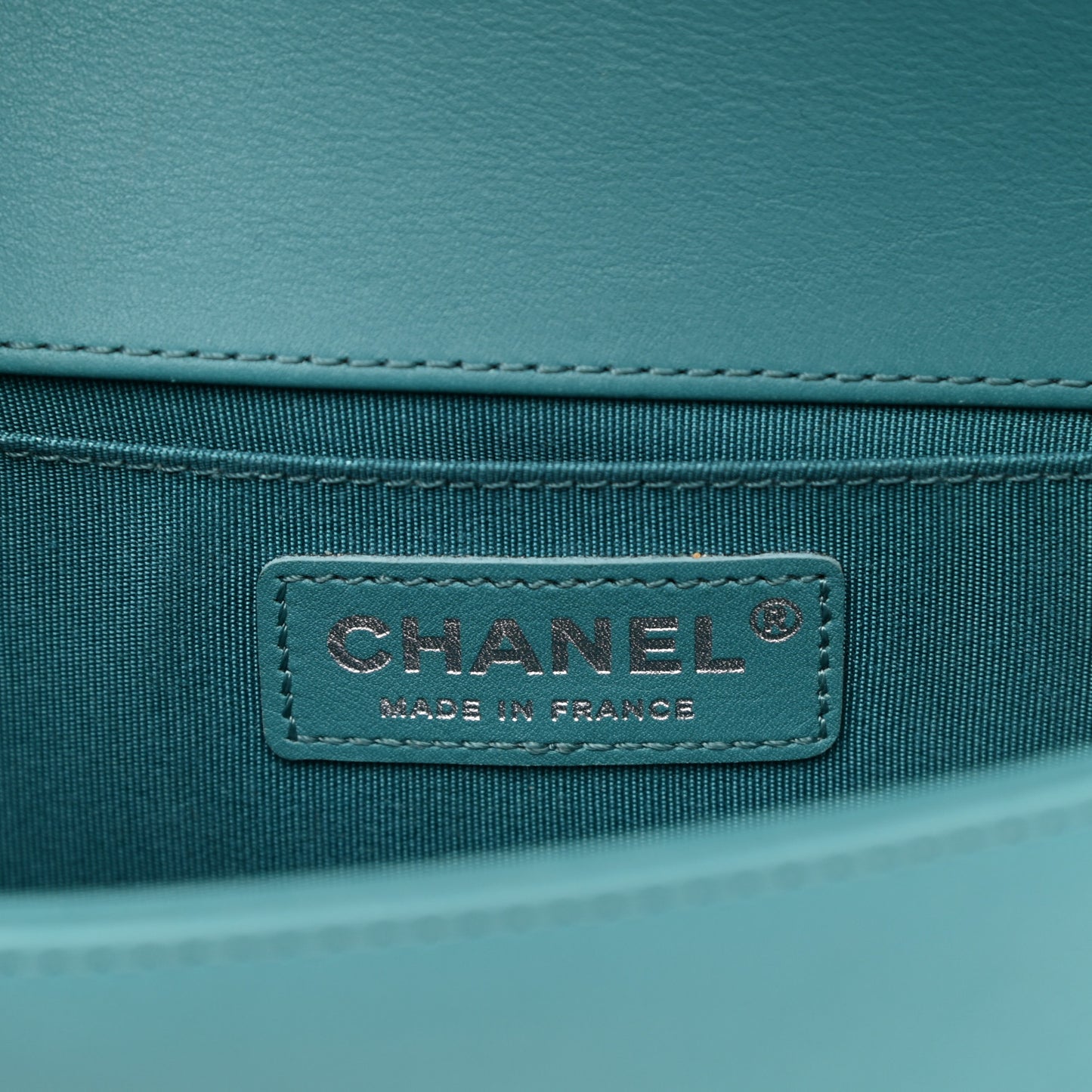 Calfskin Quilted Small Boy Flap Turquoise