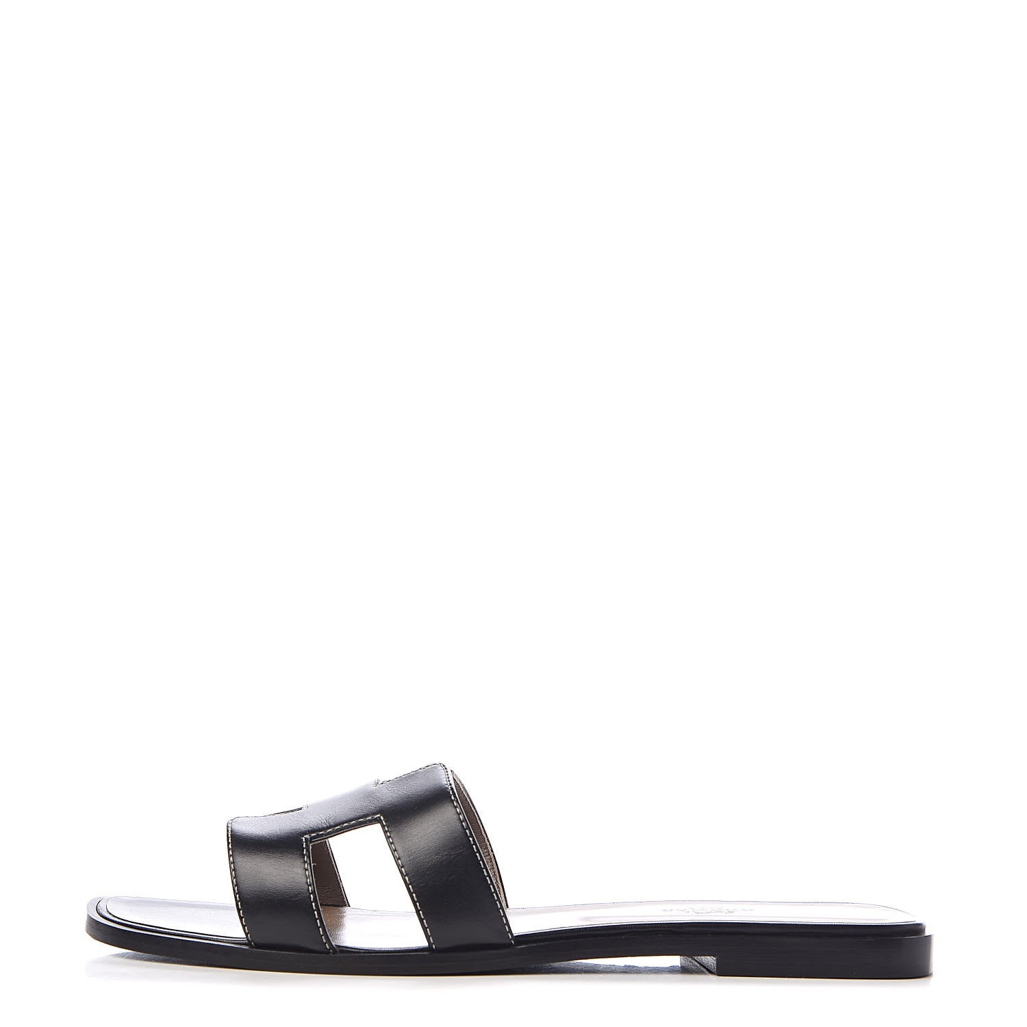 Hermes Box Calfskin Oran Sandals 41 Black 1 of 14