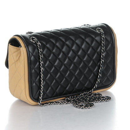 Chanel Lambskin Classic Twist Flap Black Beige 3 of 8