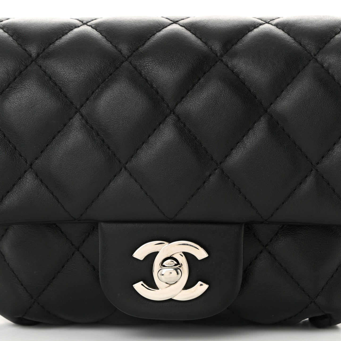 Calfskin Quilted CC Uniform Flap Belt Bag Black