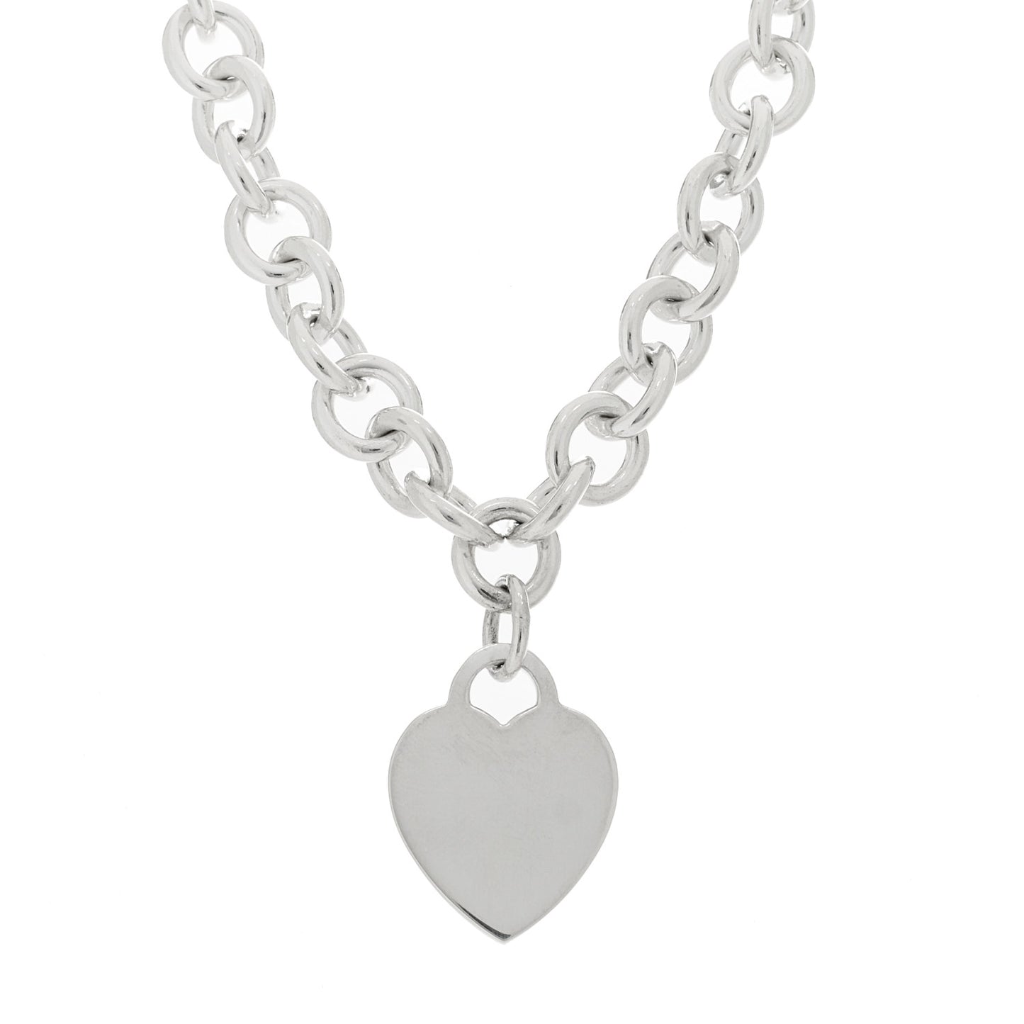 Sterling Silver Heart Tag Pendant Necklace
