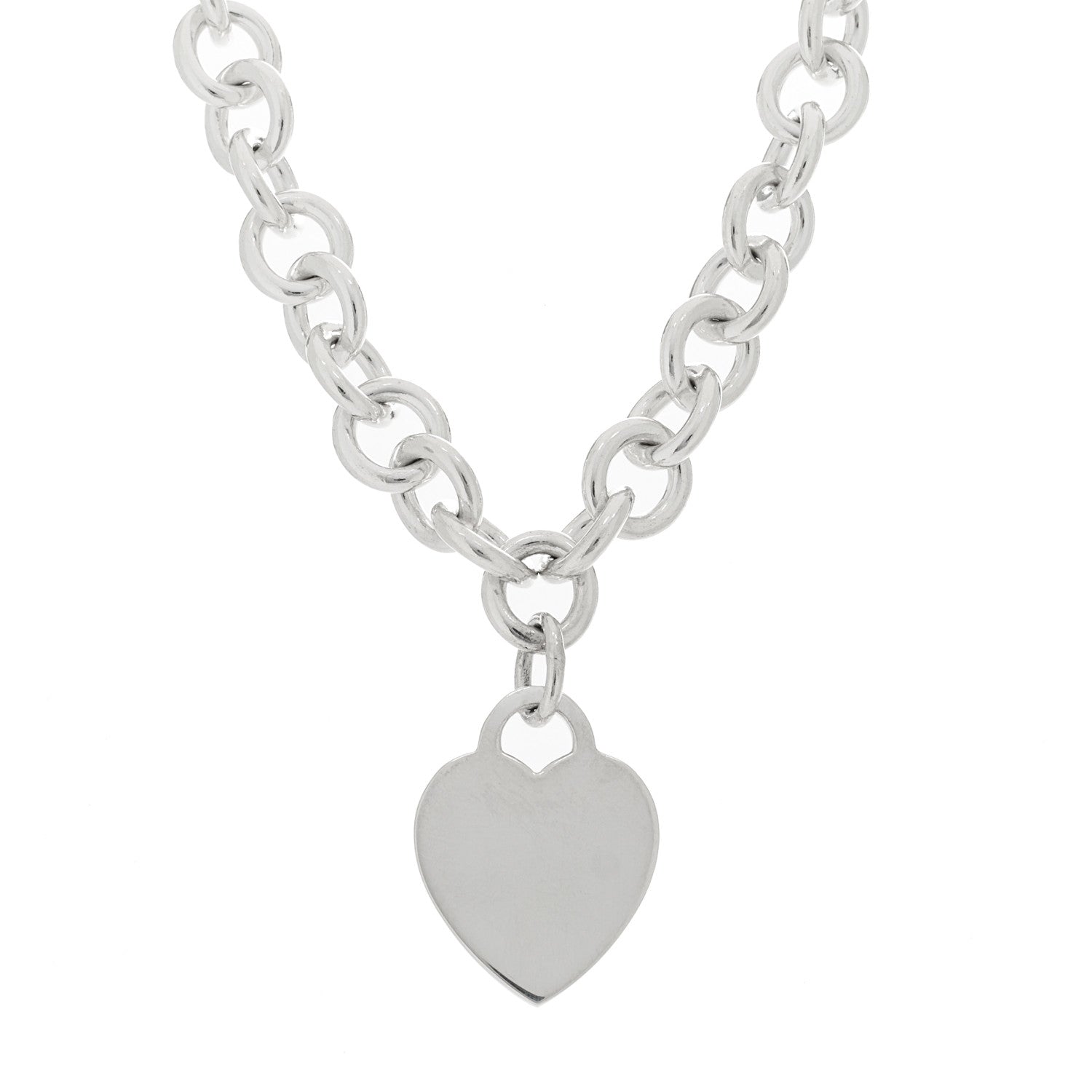 Tiffany Sterling Silver Heart Tag Pendant Necklace 1 of 5
