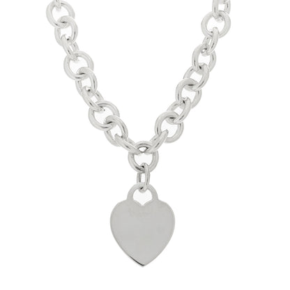 Tiffany Sterling Silver Heart Tag Pendant Necklace 1 of 5