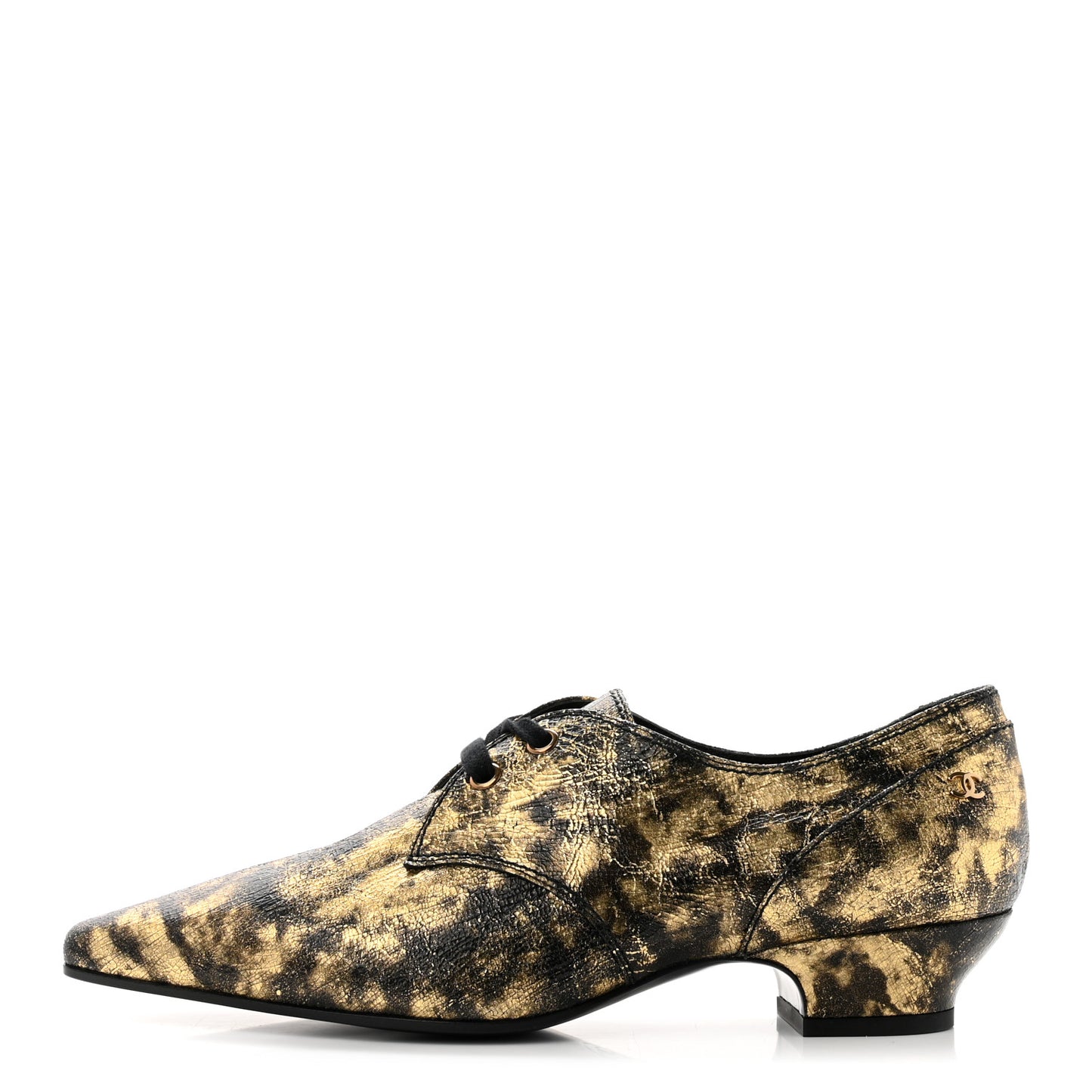 Laminated Goatskin Lace Up Oxford 39.5 Gold