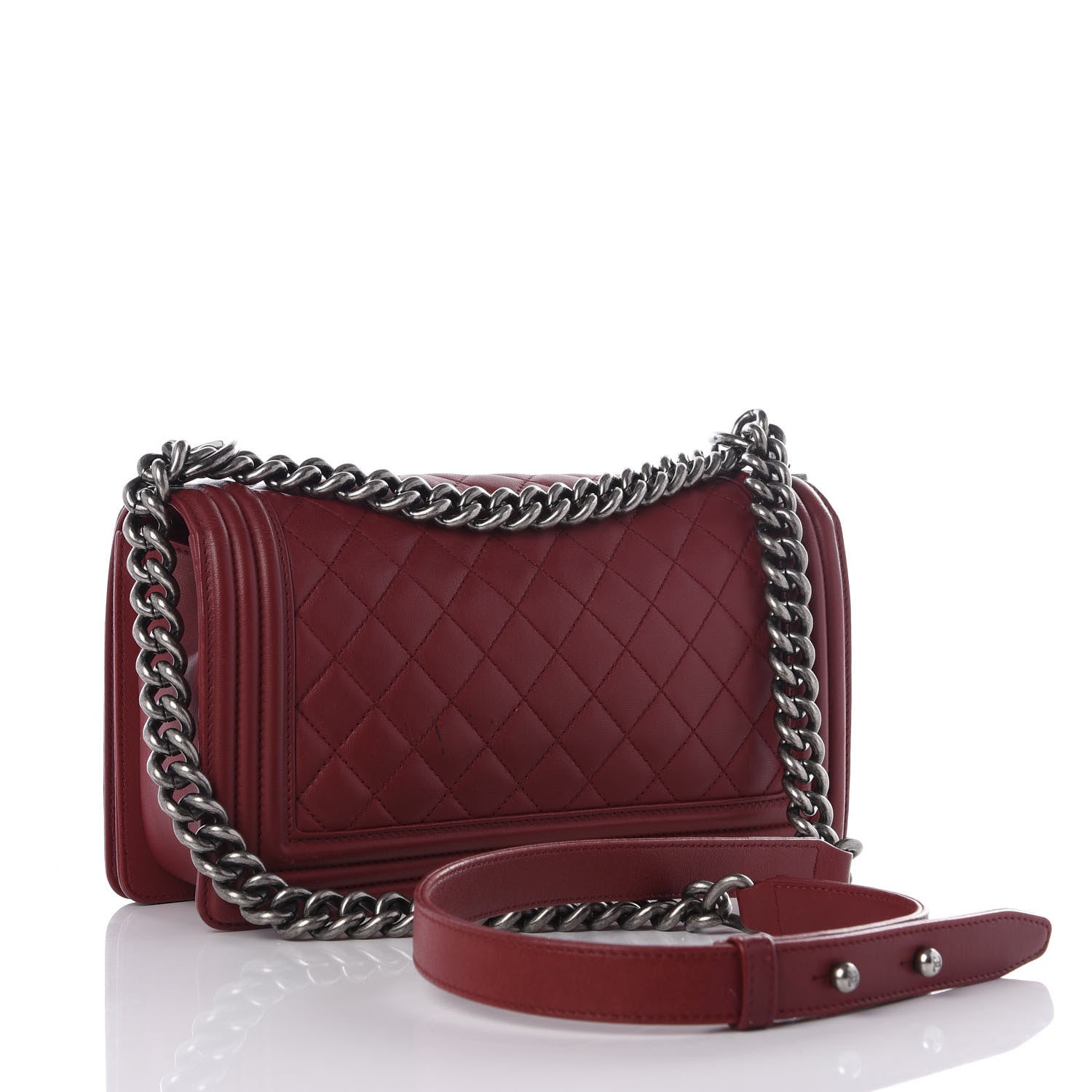 Chanel Lambskin Quilted Medium Boy Flap Dark Red 2 of 10
