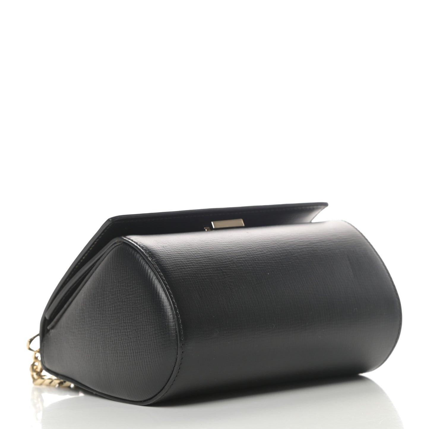 Textured Calfskin Mini Pandora Box Chain Crossbody Bag Black