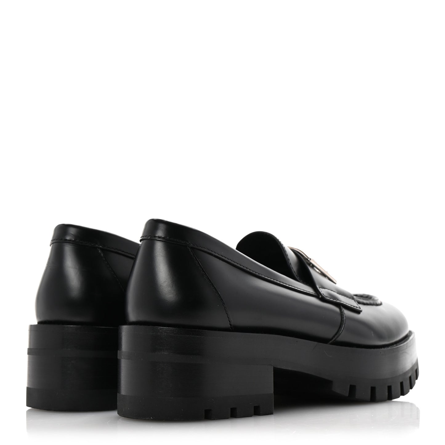 Calfskin Metal CC Loafers 36.5 Black