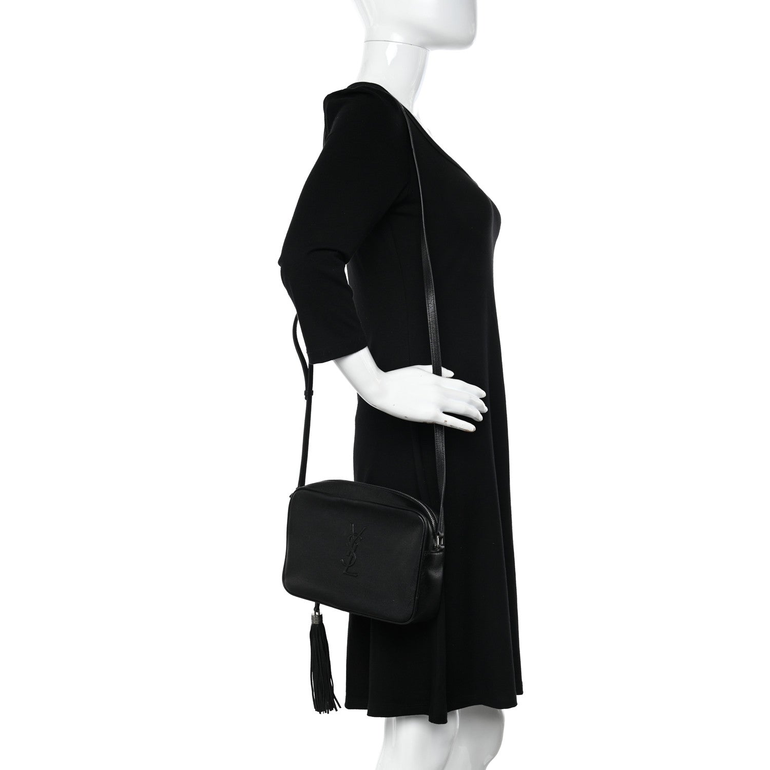 Saint Laurent Lambskin Monogram Small Lou Camera Bag Black 2 of 10