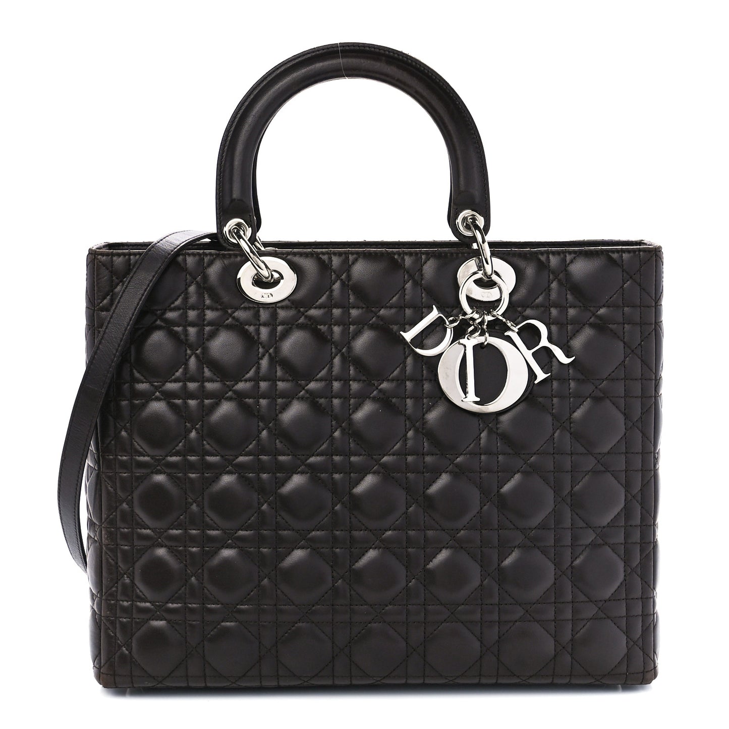 Lambskin Cannage Large Lady Dior Dark Brown