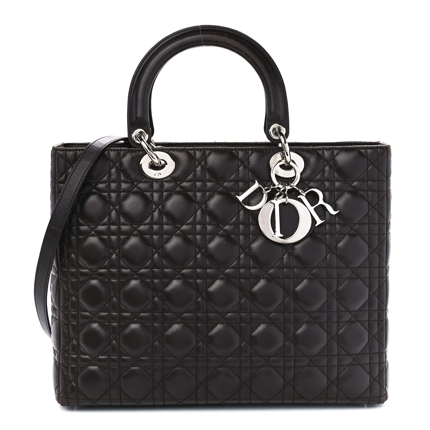 Christian Dior Lambskin Cannage Large Lady Dior Dark Brown 1 of 11