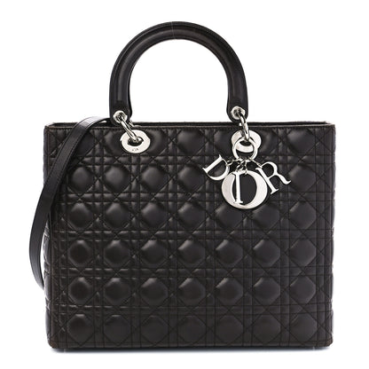Christian Dior Lambskin Cannage Large Lady Dior Dark Brown 1 of 11