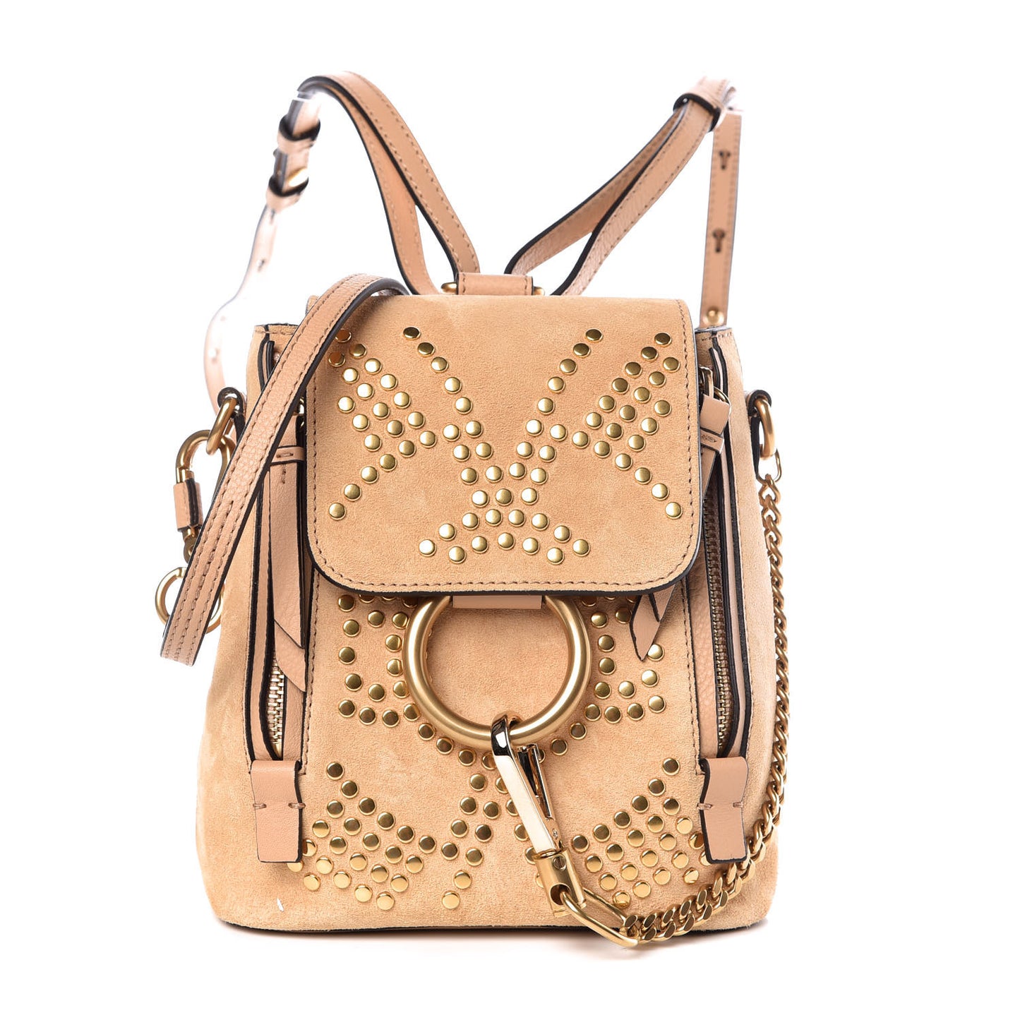 Suede Calfskin Constellation Studded Mini Faye Backpack Blush Nude