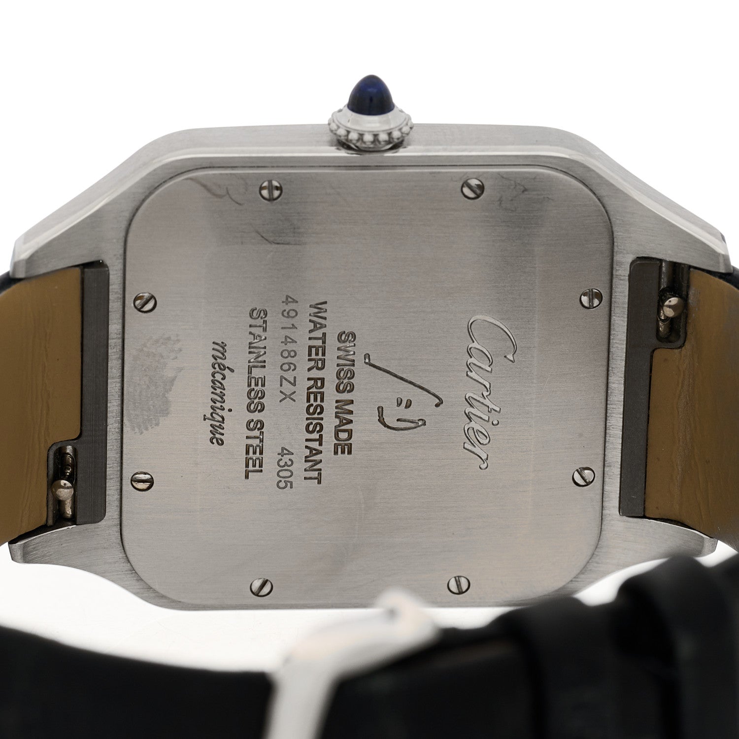 Cartier Stainless Steel Alligator 33.9mm Santos Dumont Manual Winding Watch 4 of 5