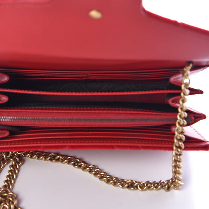 Gucci Velvet Matelasse GG Marmont Chain Wallet Hibiscus Red 5 of 11
