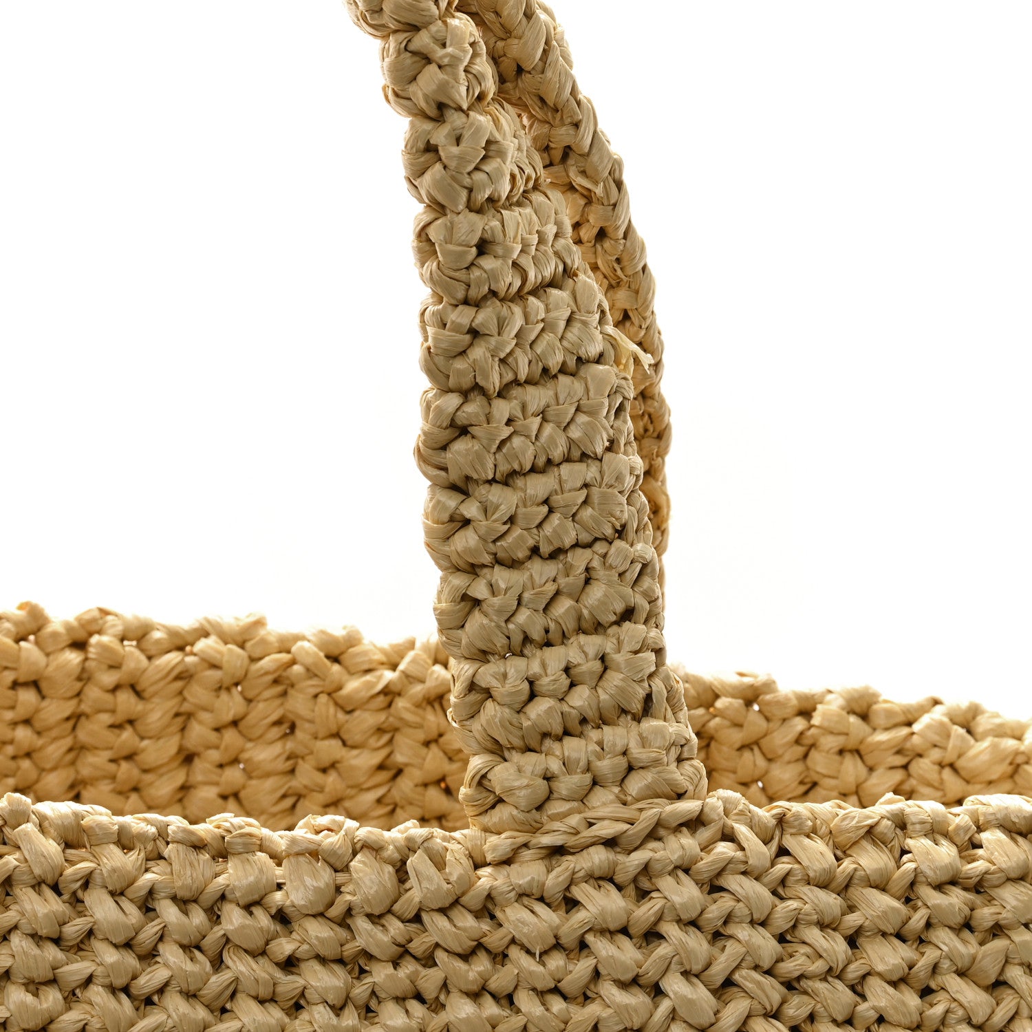 Prada Yarn Raffia Effect Crochet Embroidered Logo Tote Naturale 10 of 10