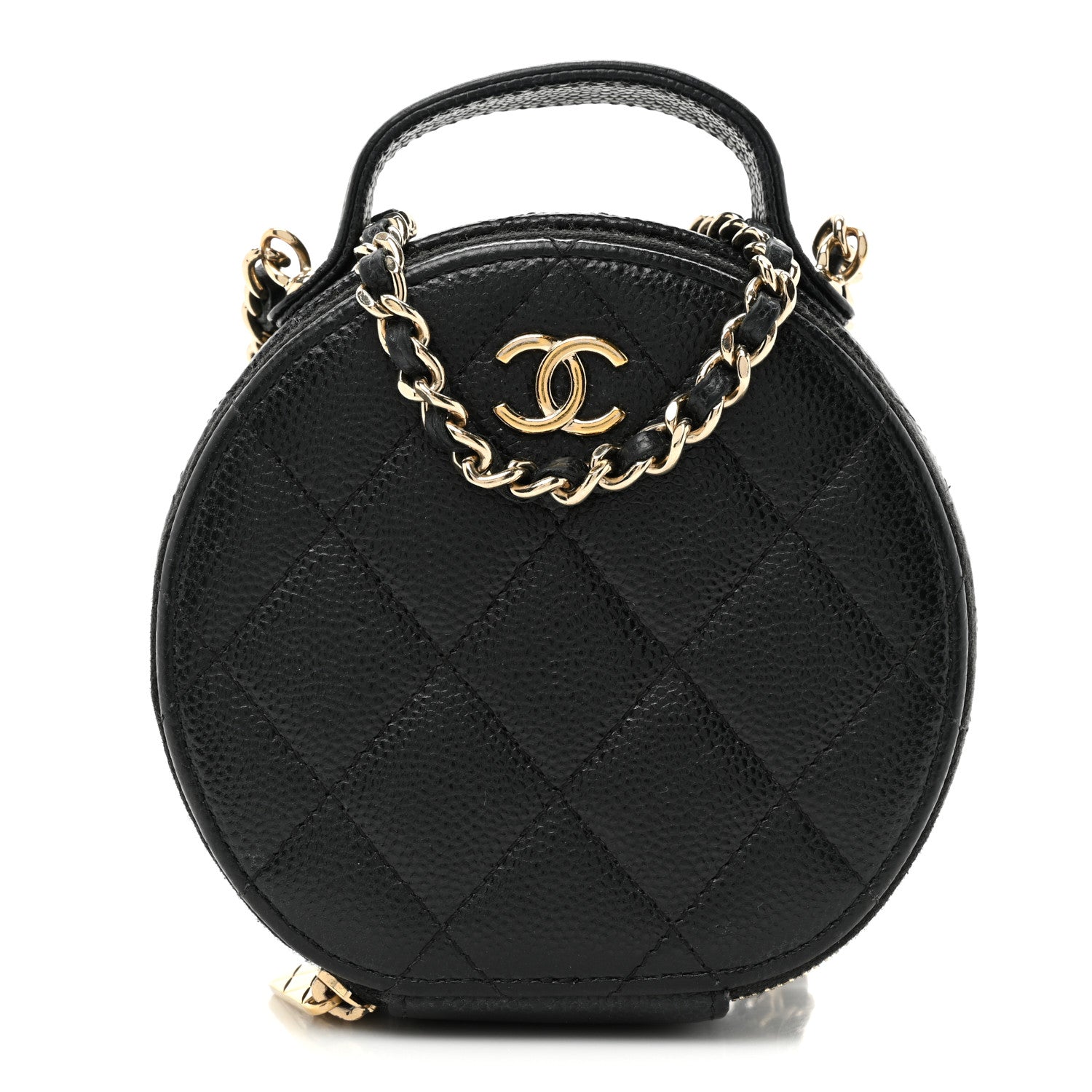 Chanel Caviar Quilted Round Handle With Care Vanity With Chain Black 1 of 10