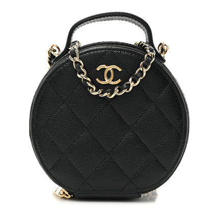Chanel Caviar Quilted Round Handle With Care Vanity With Chain Black 1 of 10