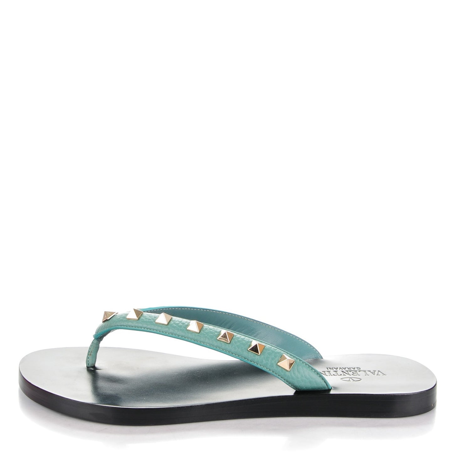 Calfskin Rockstud Thong Sandals 37 Blue