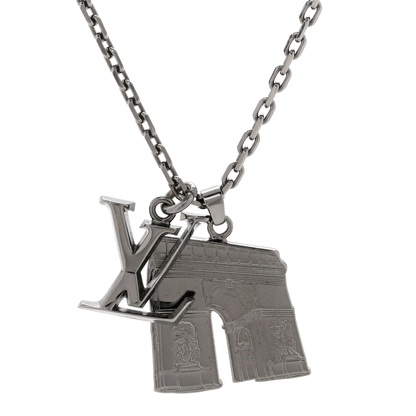 Metal Initial Arc City Pendant Necklace Silver Silver
