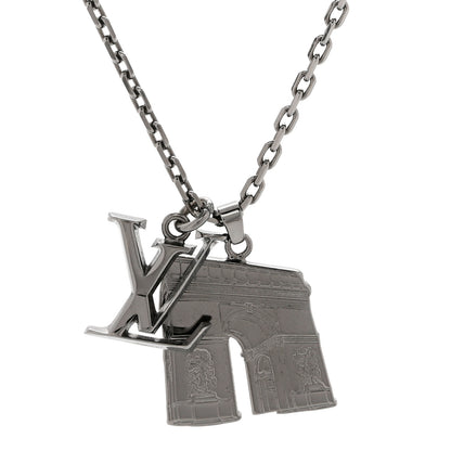 Louis Vuitton Metal Initial Arc City Pendant Necklace Silver Silver 4 of 8