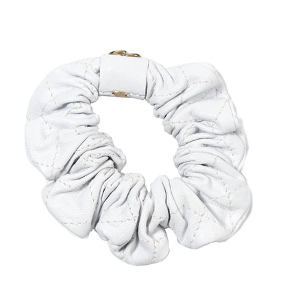 Chanel Lambskin Quilted CC Hair Scrunchie White 1 of 4