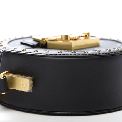 MCM Monogram Coated Canvas Studded Berlin Tambourine Round Crossbody Black 6 of 8