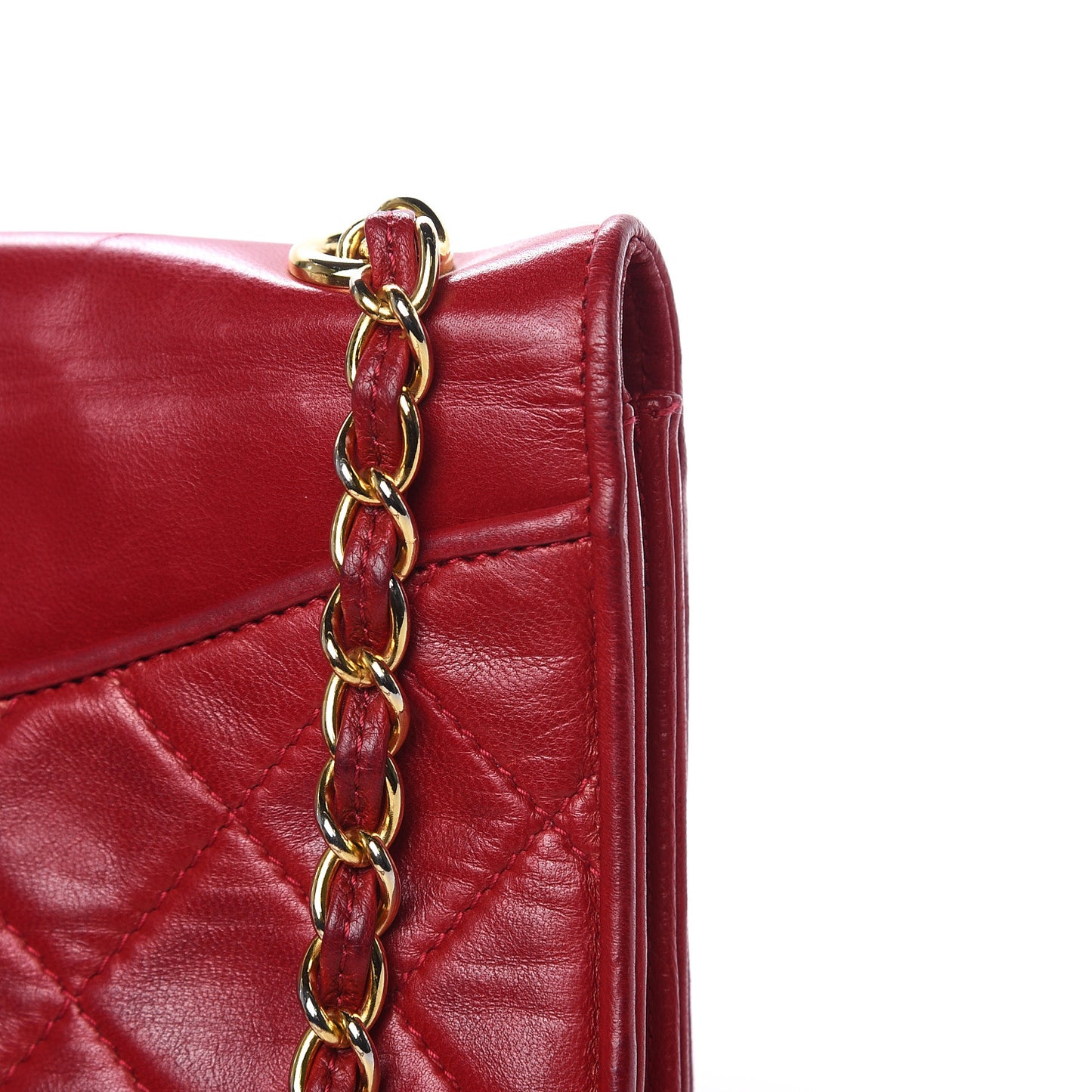 Lambskin Quilted CC Small Single Flap Red