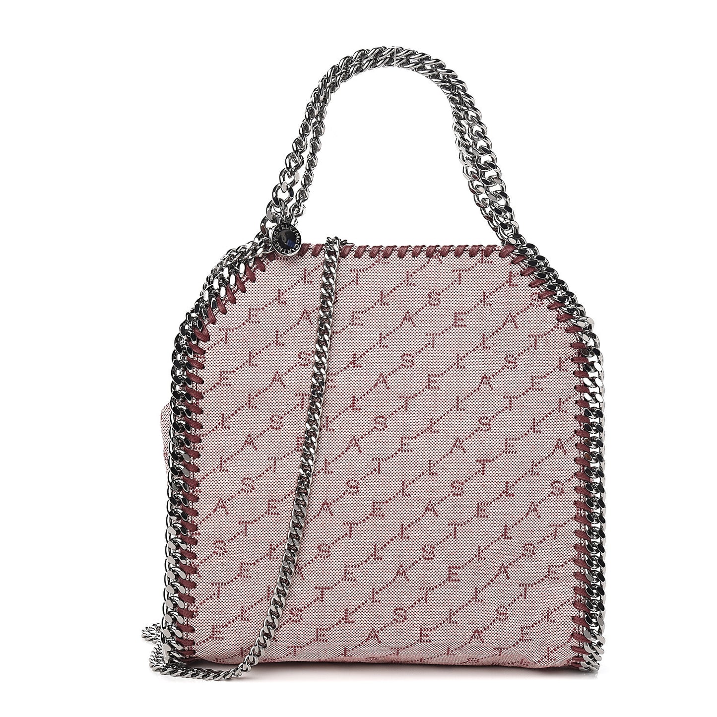 Denim Logo Mini Falabella Tote Burgundy
