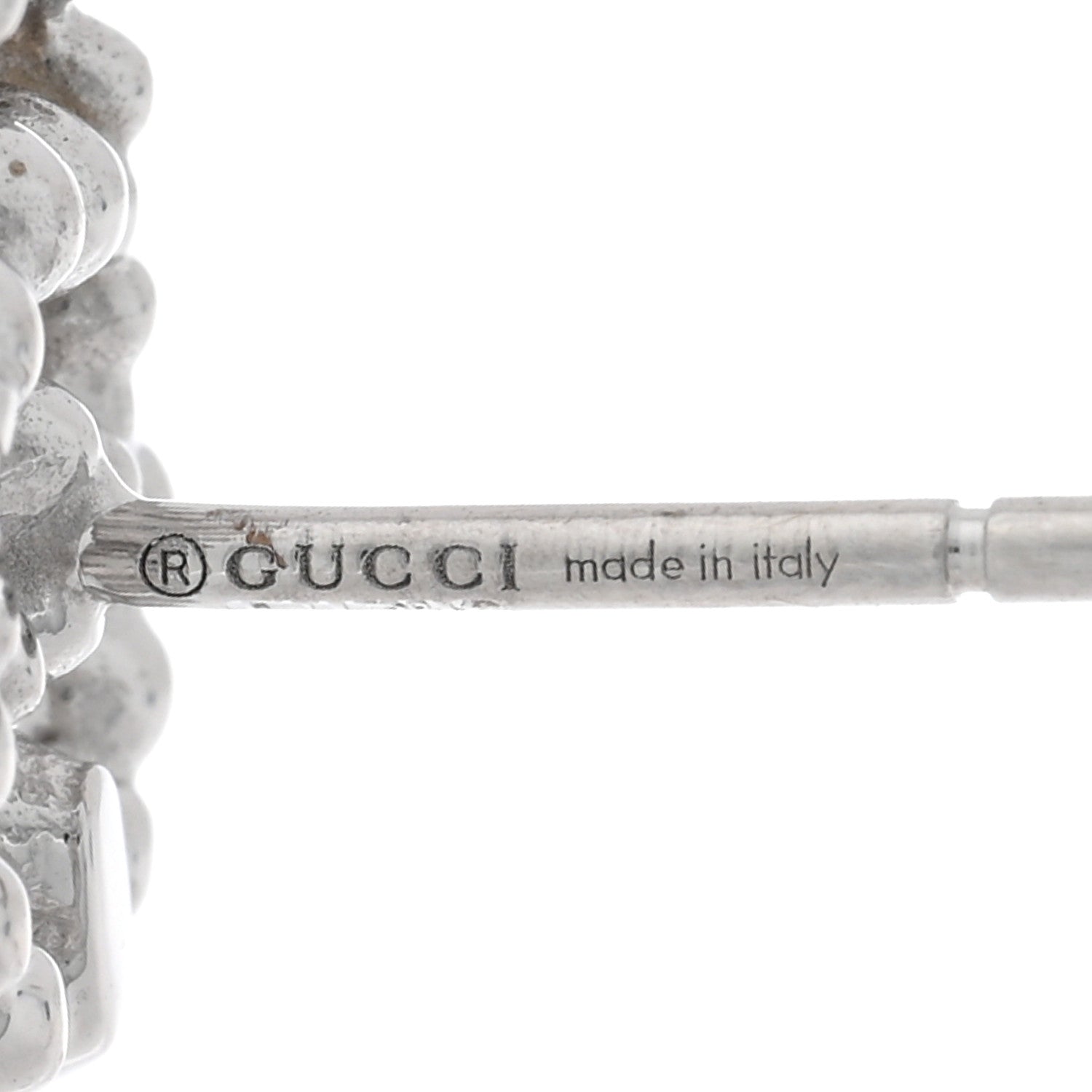 Gucci 18K White Gold Diamond Running G Earrings 4 of 5