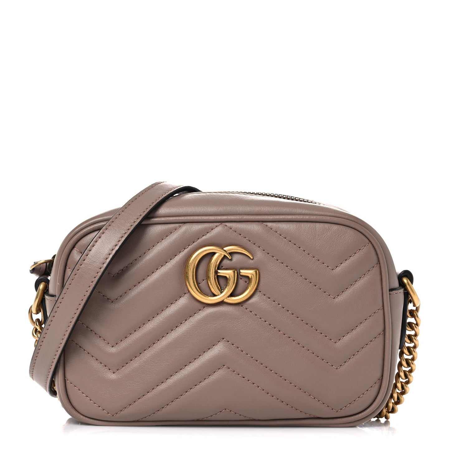 Calfskin Matelasse Mini GG Marmont Chain Shoulder Bag Porcelain Rose