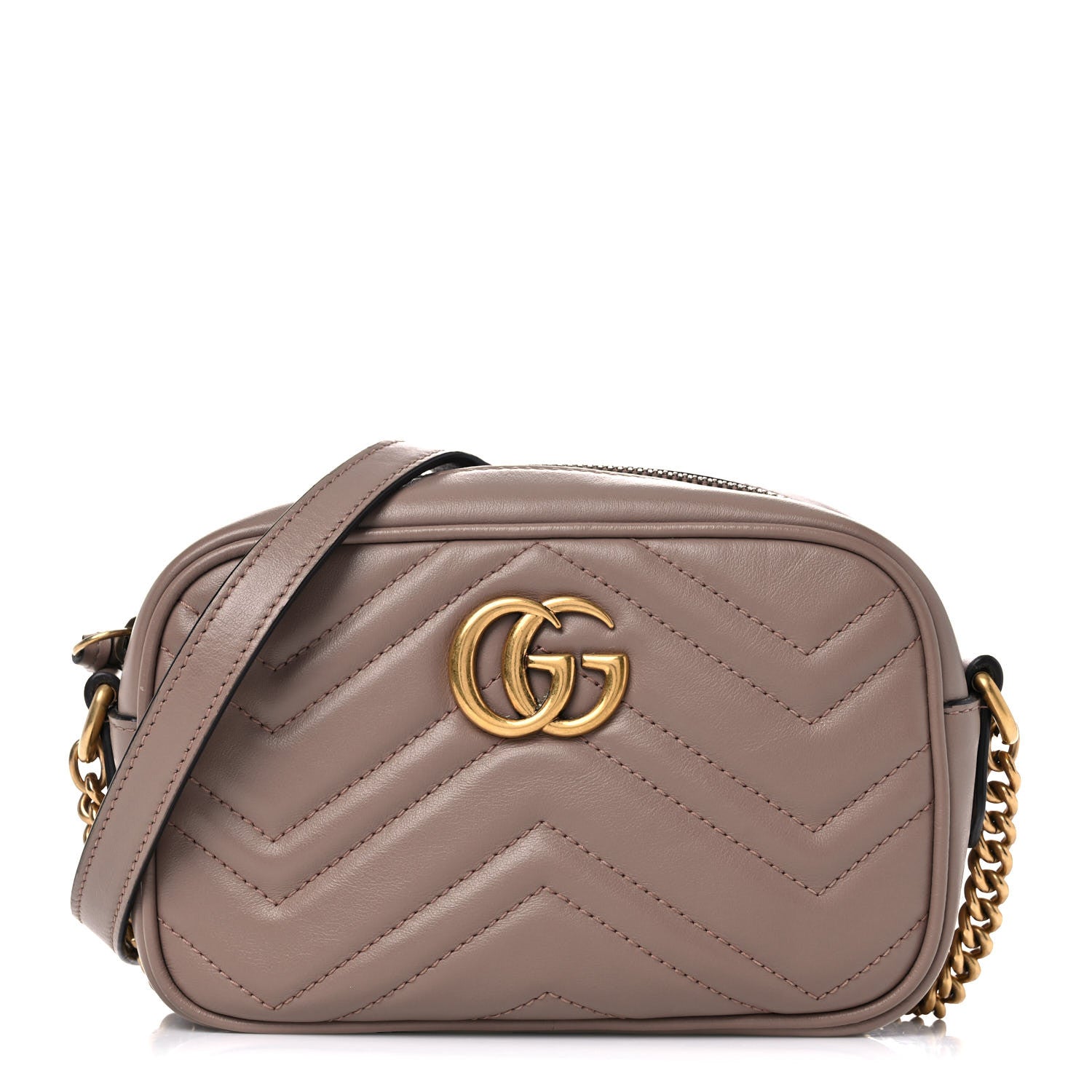 Gucci Calfskin Matelasse Mini GG Marmont Chain Shoulder Bag Porcelain Rose 1 of 13