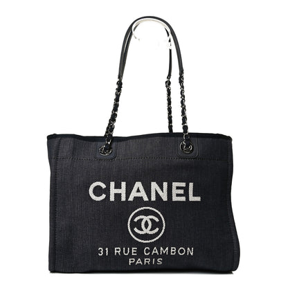 Chanel Denim Small Deauville Tote Dark Blue 1 of 12