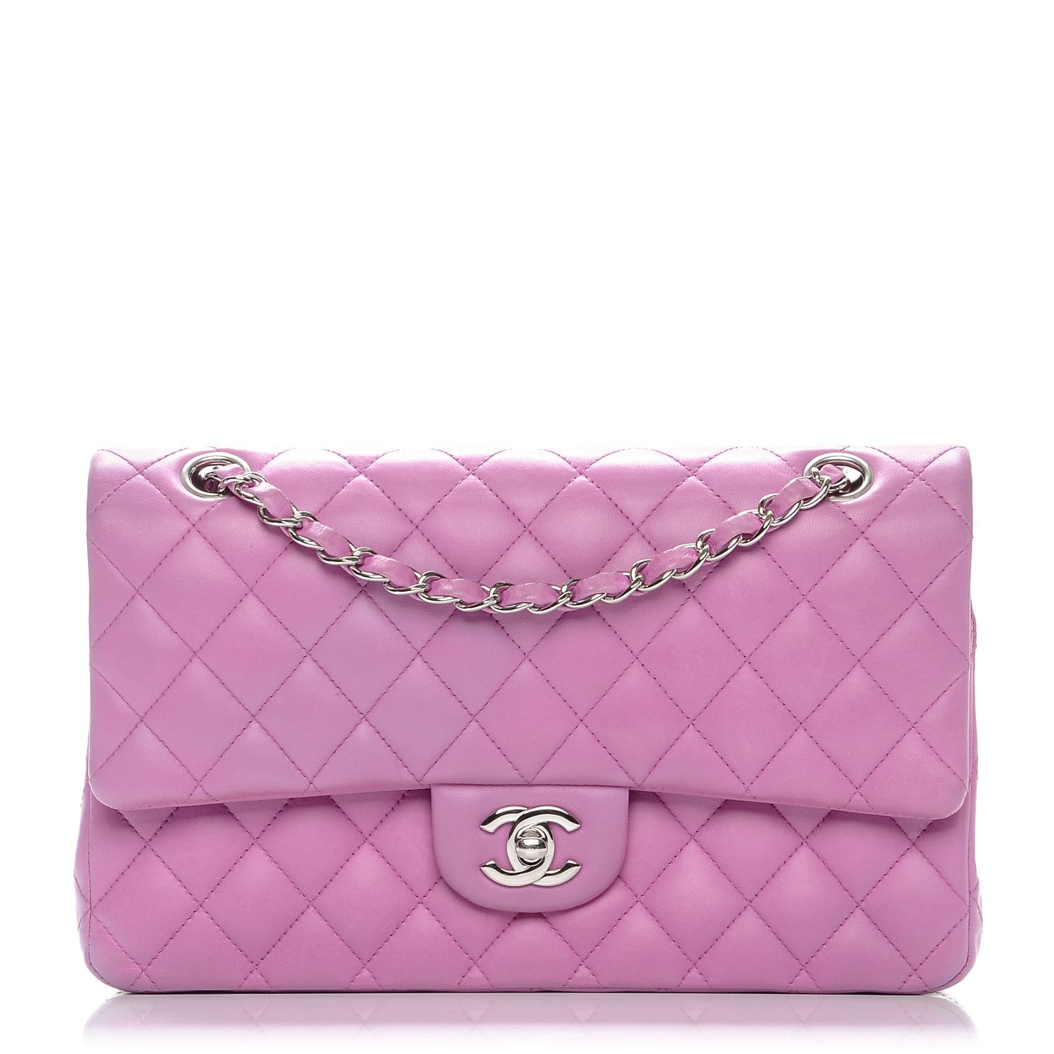 Chanel Lambskin Quilted Medium Double Flap Dark Pink 1 of 10