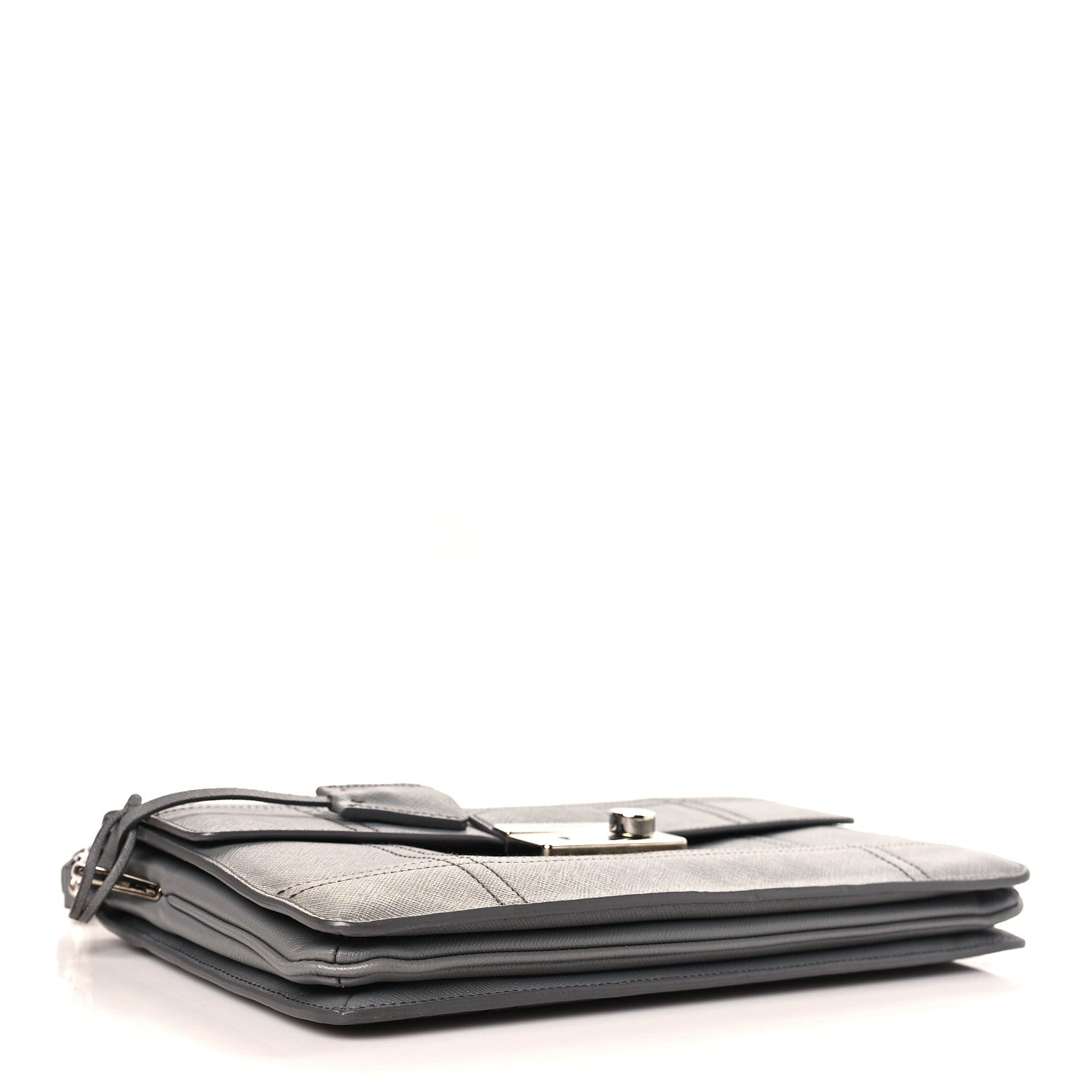 Prada Saffiano Soft Stitched Sound Shoulder Bag Marmo 4 of 9