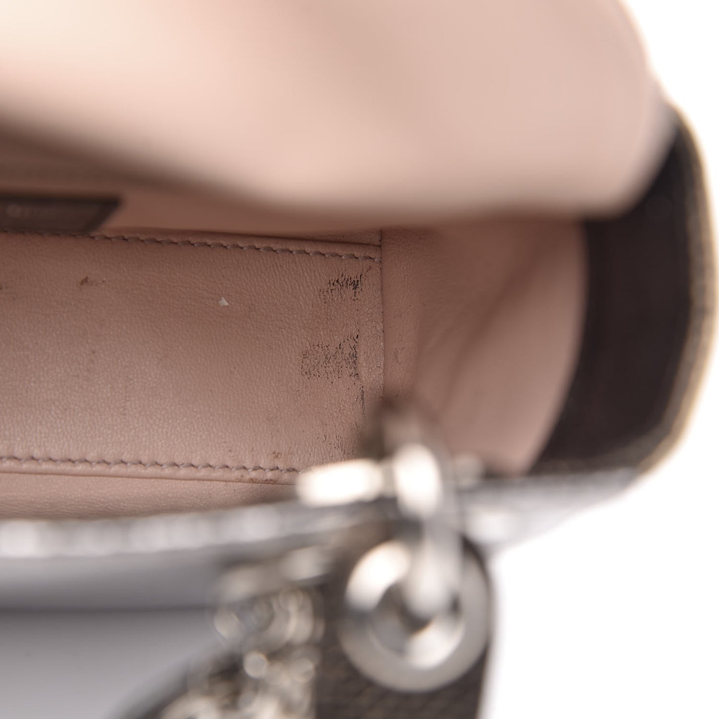 Metallic Karung Mini Lady Dior Silver Bronze