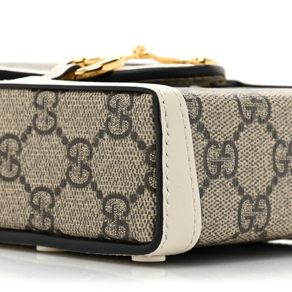 Gucci GG Supreme Monogram Azalea Calfskin Mini Horsebit 1955 Crossbody Bag Beige Ebony Mystic White 9 of 10