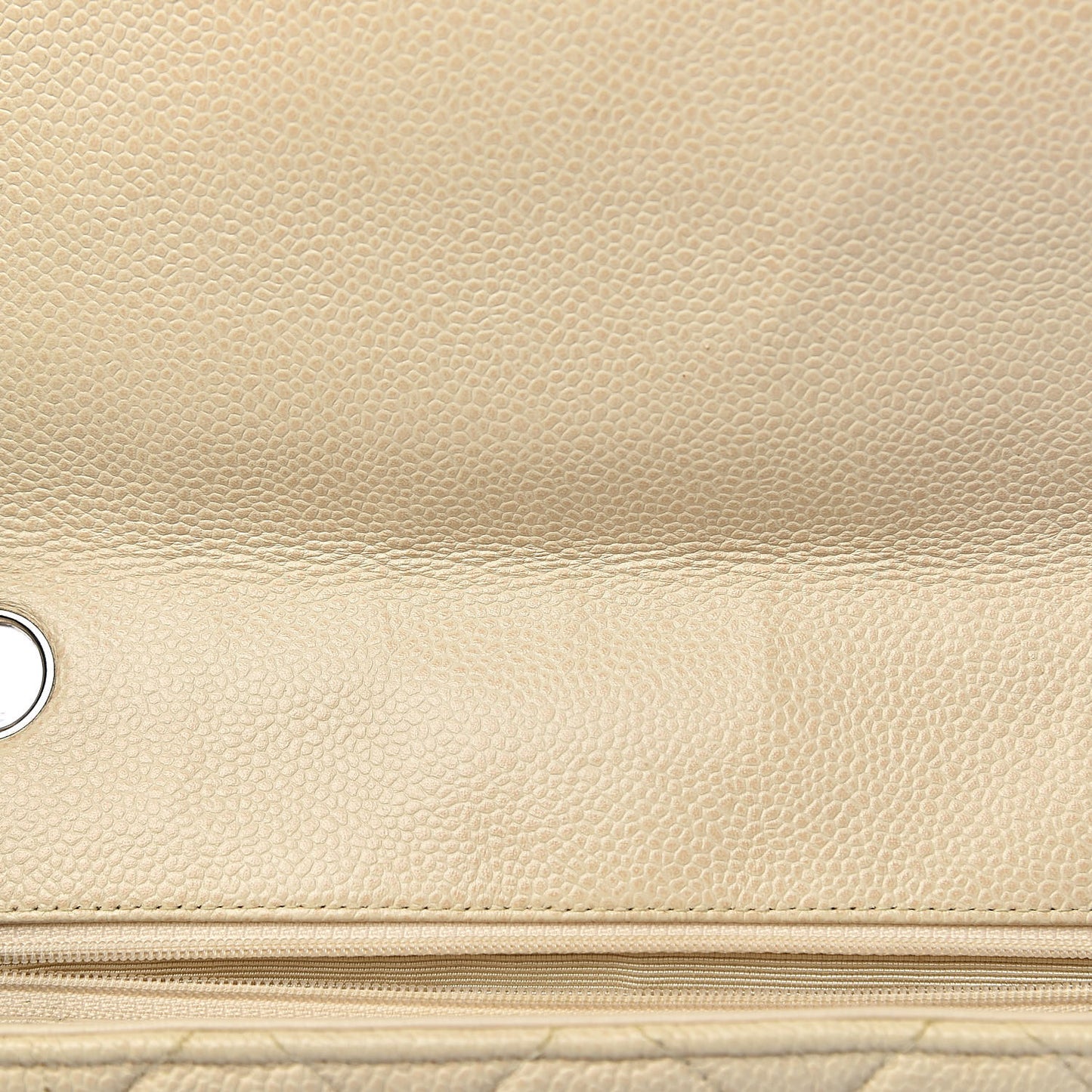 Caviar Quilted Small Single Flap Light Beige