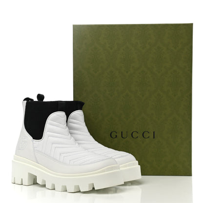 Gucci Calfskin Nappa Matelasse Frances Chelsea Boots 38 Great White Black 9 of 9