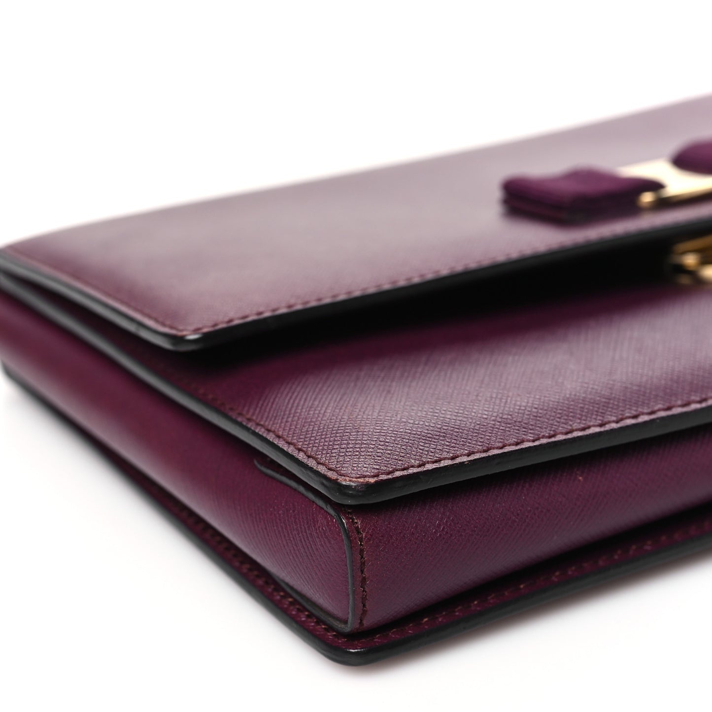 Calfskin Vara Bow Chain Flap Crossbody Burgundy