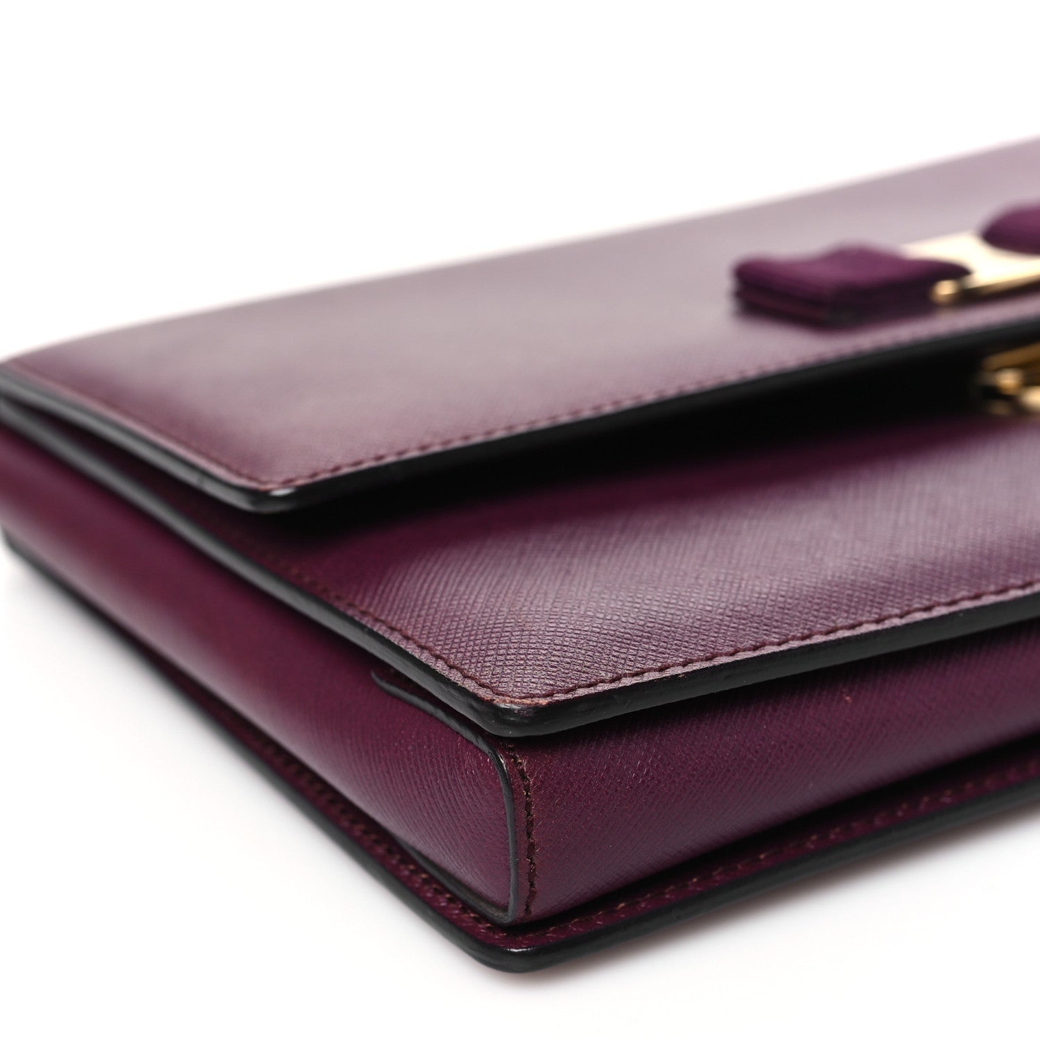 Salvatore Ferragamo Calfskin Vara Bow Chain Flap Crossbody Burgundy 8 of 11