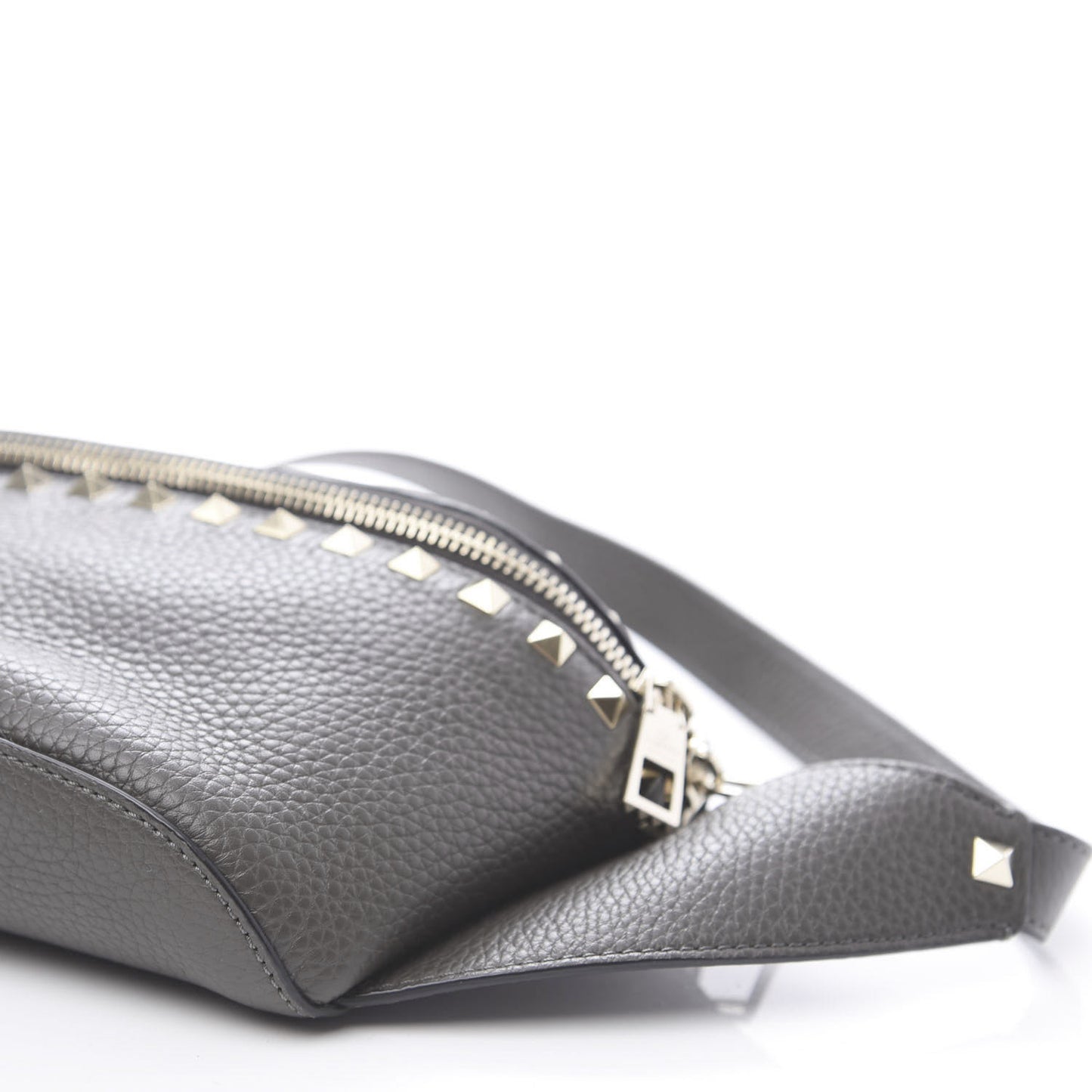 Grained Calfskin Rockstud Belt Bag 95 Graphite