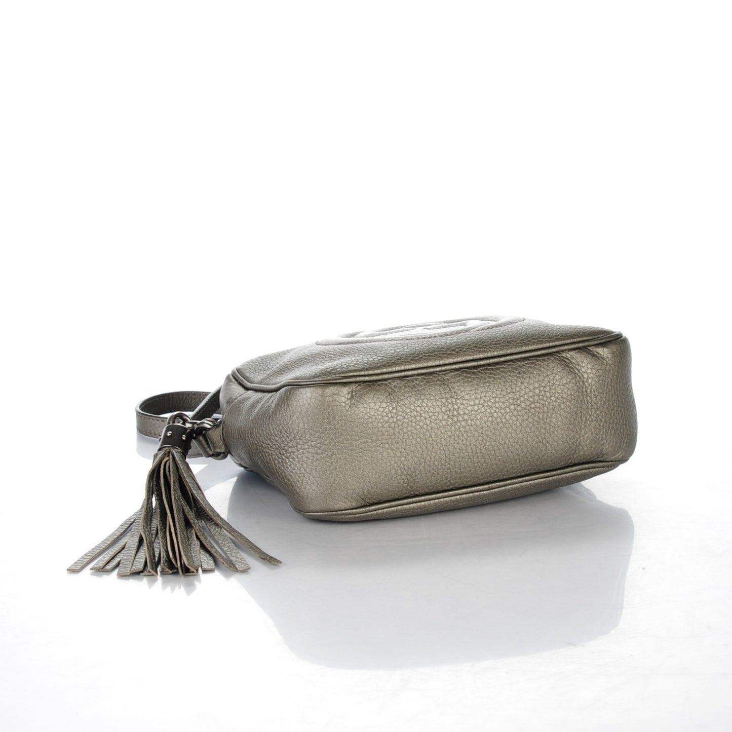 Metallic Pebbled Calfskin Small Soho Disco Bag Sasso