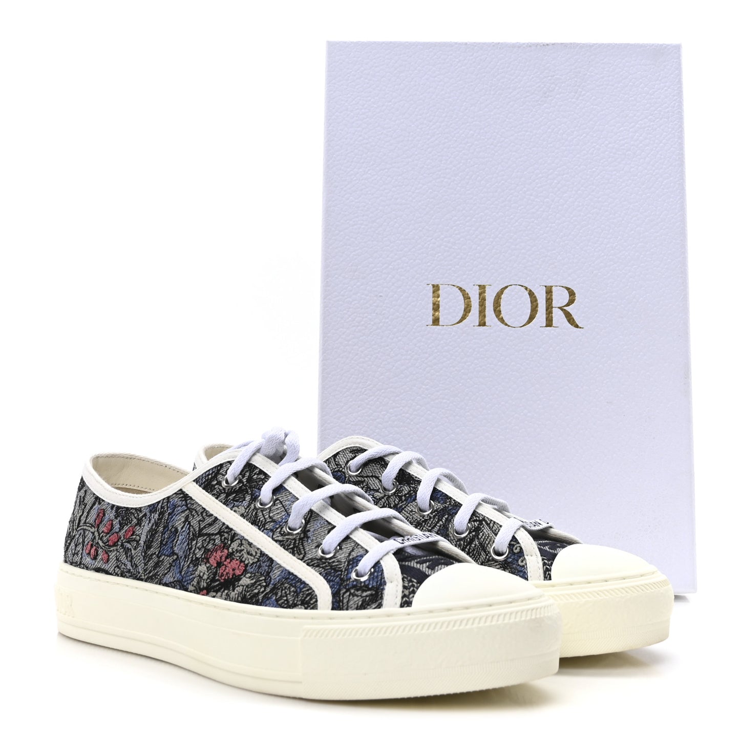 Canvas Embroidered Jardin Magique Walk'N'Dior Low Top Sneakers 40 Denim Multicolor