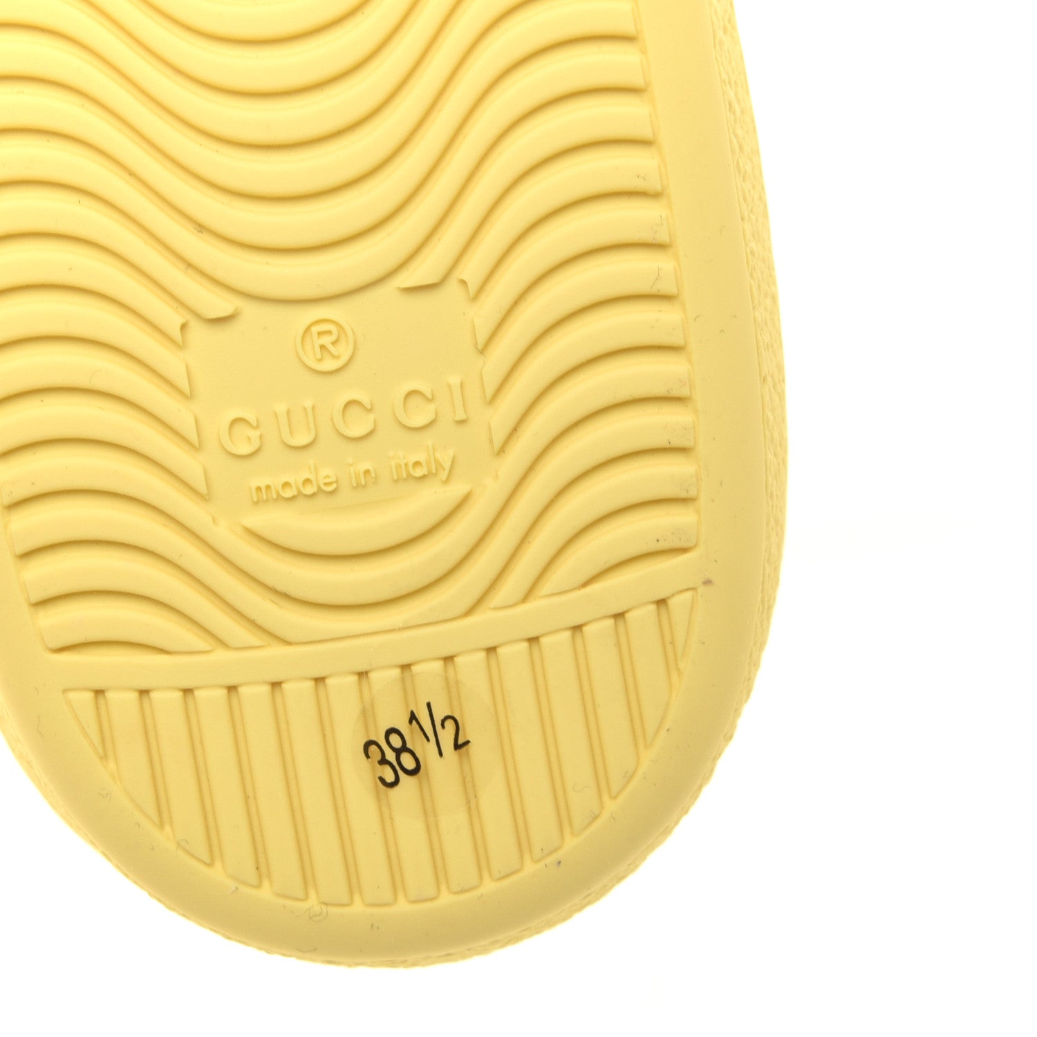 Gucci Calfskin Interlocking G Perforated Womens Ace Sneakers 38.5 Banana Straw Yellow 6 of 9