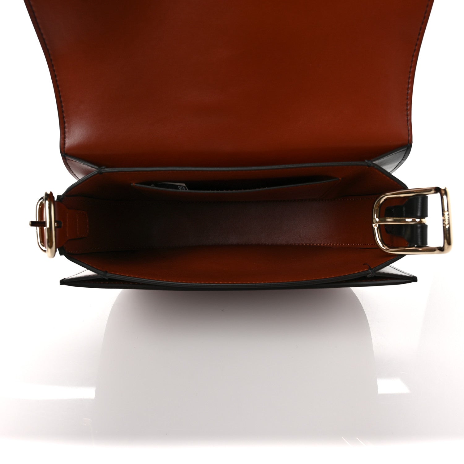 Chloe Shiny Calfskin Mia Tri-Color Saddle Bag Brown Black 4 of 7